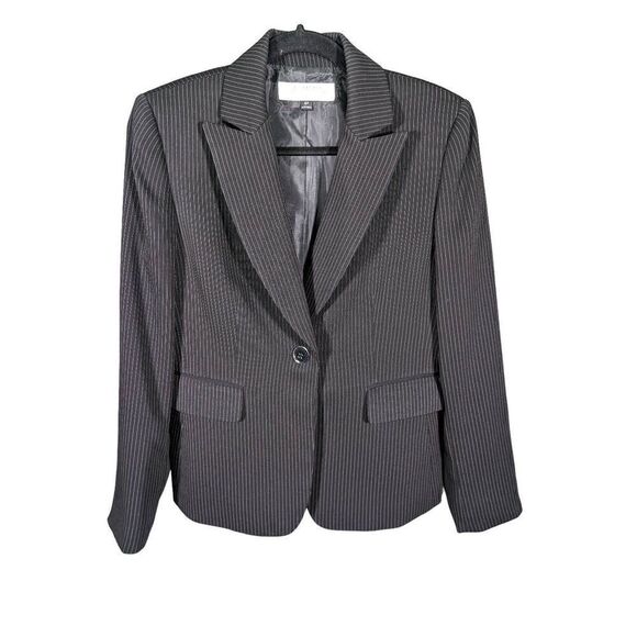 Tahari Arthur S. Levine Gray Pin Striped Blazer Petite Women's 6P - Picture 1 of 5